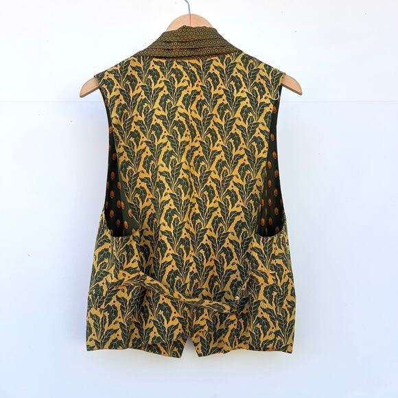 Vintage Anne Pinkerton 1980s Silk Botanical Print Holiday Festive Vest Small - Picture 4 of 7